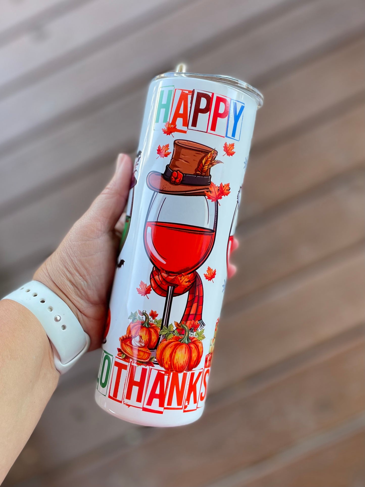 Happy HallowThanksMas Skinny Tumbler