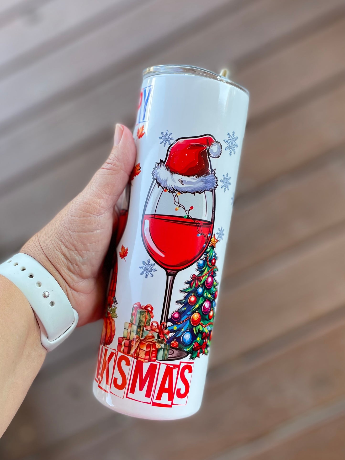 Happy HallowThanksMas Skinny Tumbler