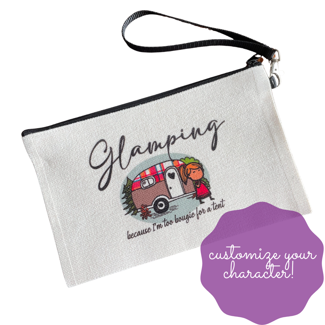 Glamping Girl Linen Cosmetic Bag